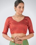 Women Floral Woven Cotton Saree - Image 4