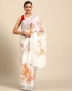Women Floral Print Saree with Tassels
