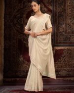 Women Embroidered Saree with Contrast Border - Image 5