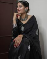 Women Embroidery Traditional Saree With Blouse - Image 3