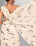 Leaf Digital Printed Georgette Saree - Image 4